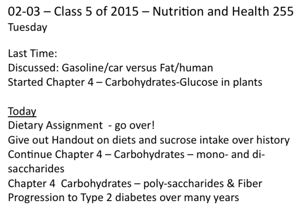 Class on Tuesday Feb 3 2015